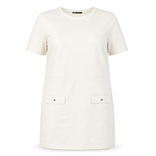 Zara Women's Ivory Shift Dress, Size 16, Short Sleeve