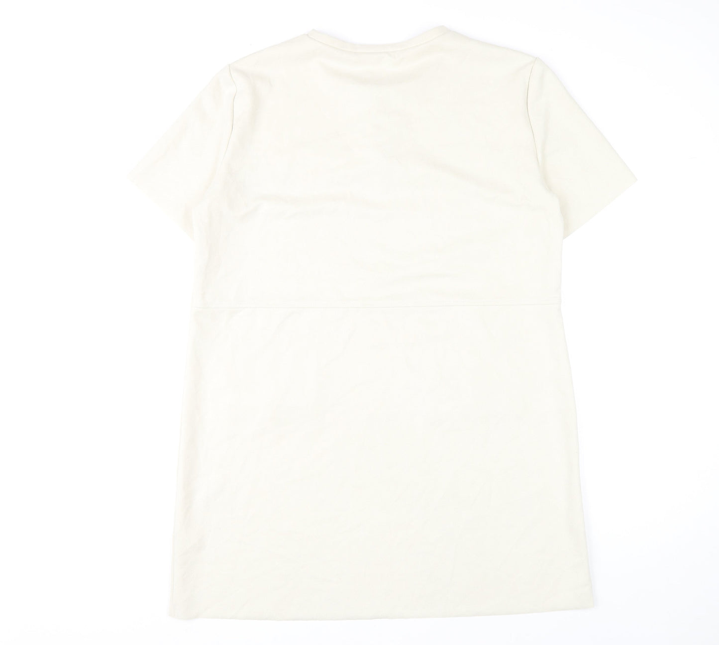 Zara Women's Ivory Shift Dress, Size 16, Short Sleeve