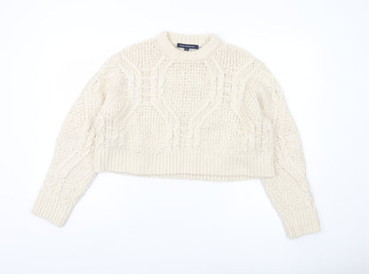 Additional front view of French Connection Women's Ivory Cable-Knit jumper XL