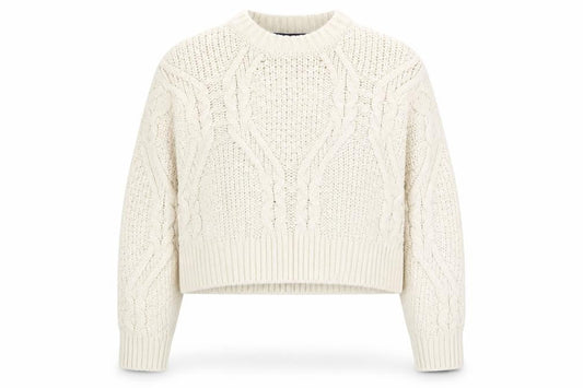 Front view of French Connection Women's Ivory Cable-Knit jumper XL