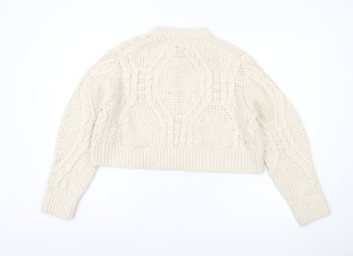 French Connection Women's Ivory Cable-Knit Pullover Jumper XL