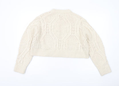 Back view of French Connection Women's Ivory Cable-Knit jumper XL