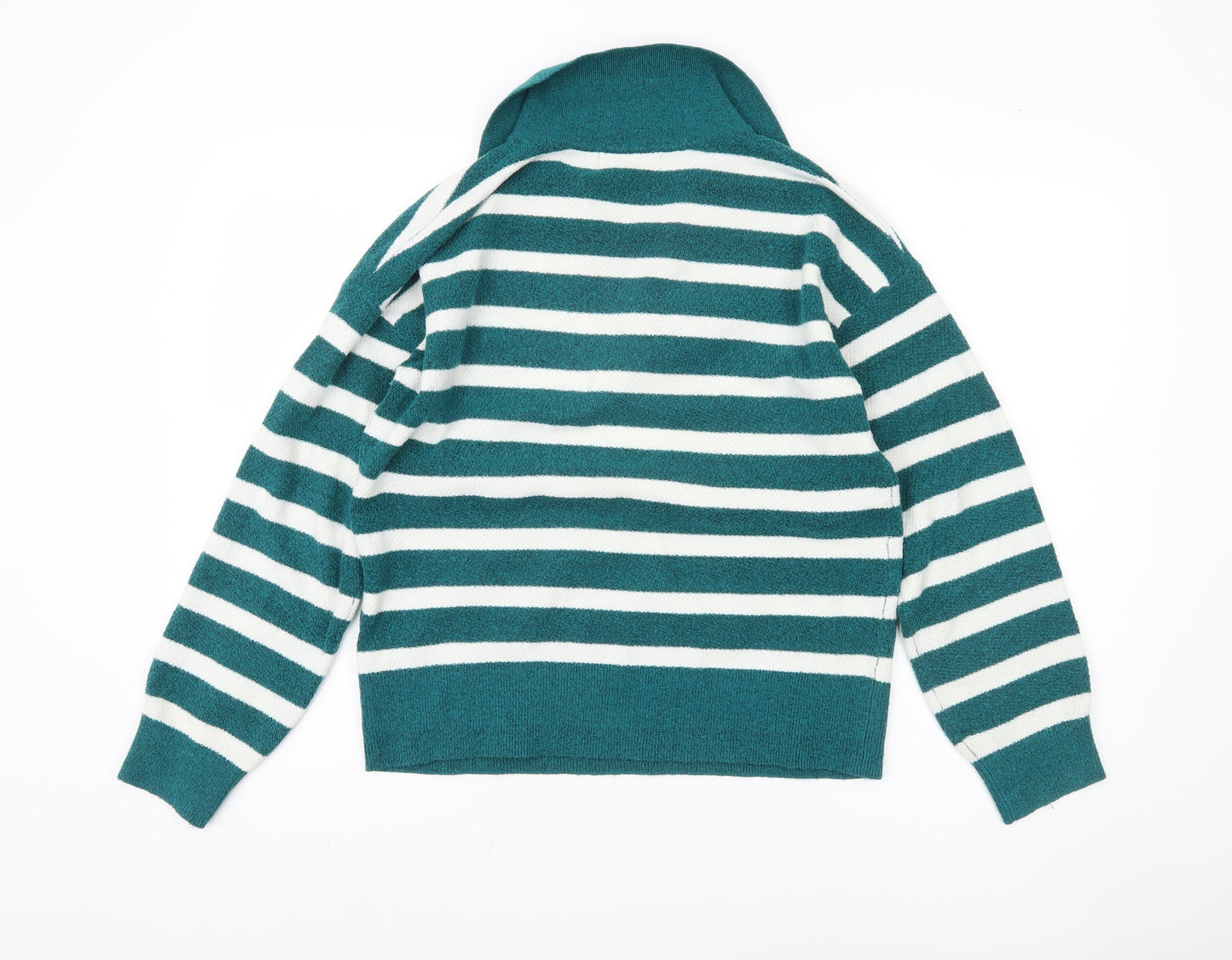 Marks and Spencer Women's Green Striped Pullover Jumper, Size S