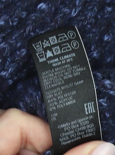 Marks and Spencer Women's Blue Mock Neck Jumper