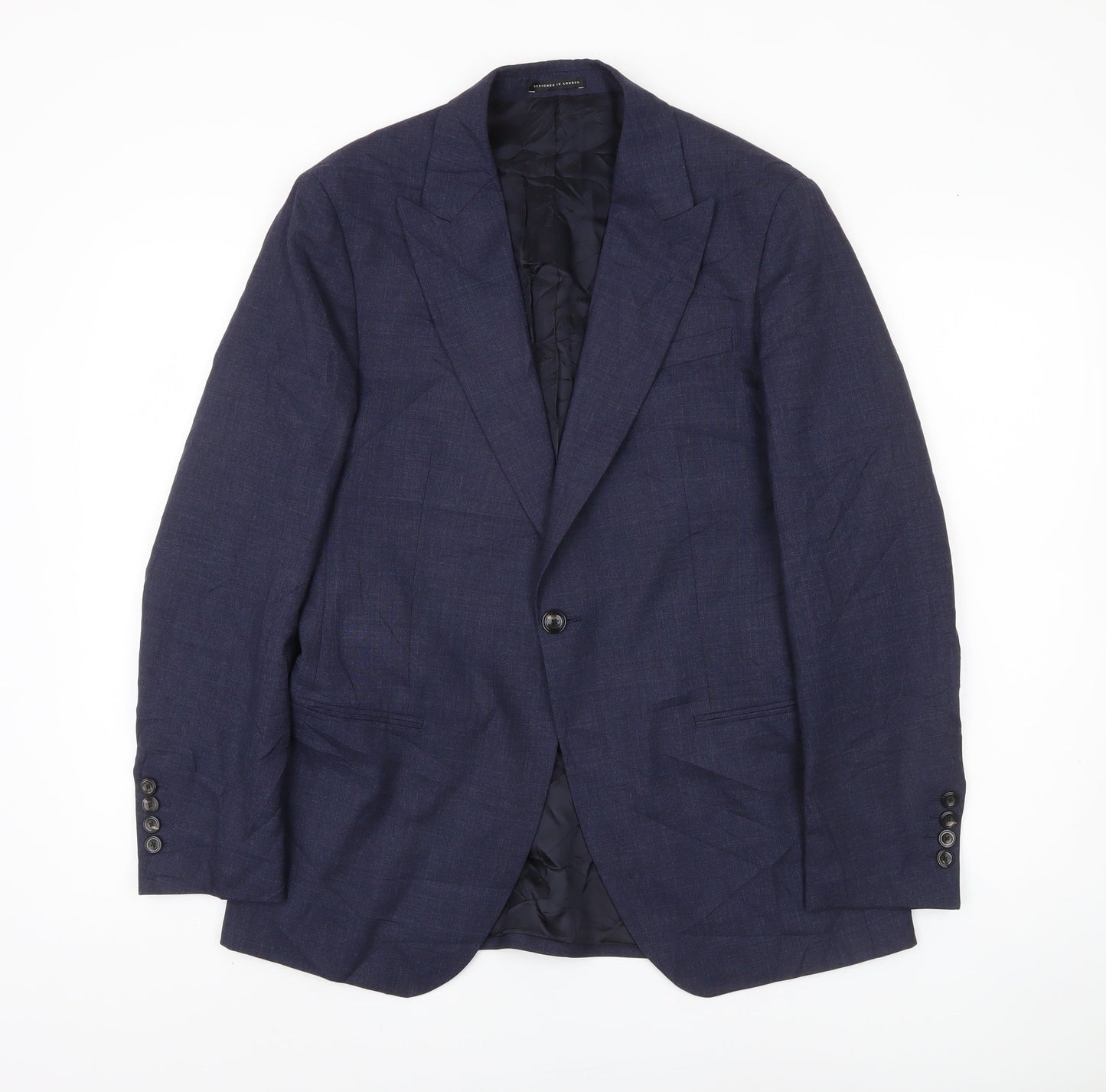 Reiss Men's Blue Wool Single-Breasted Blazer 38