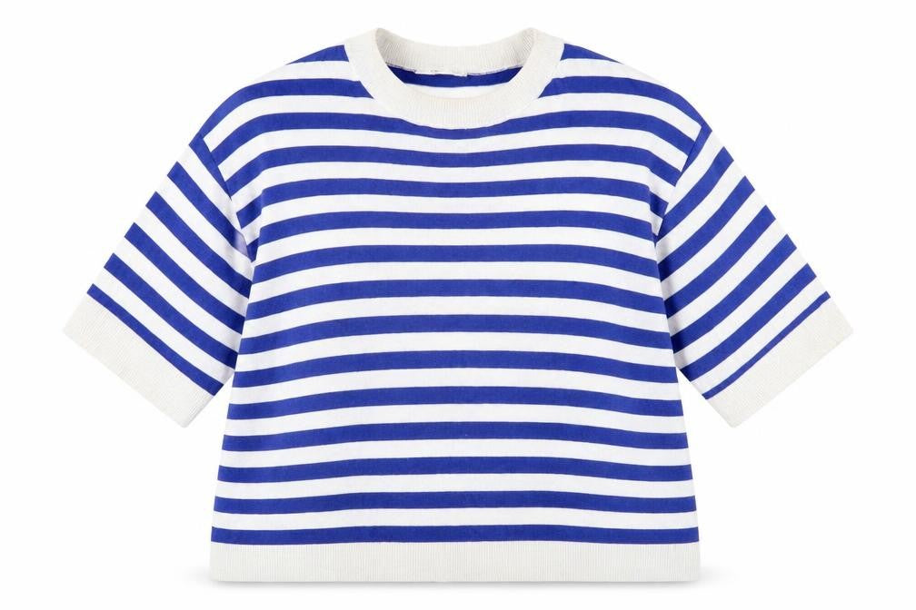 MNG Women's Blue Striped Pullover Jumper Size L