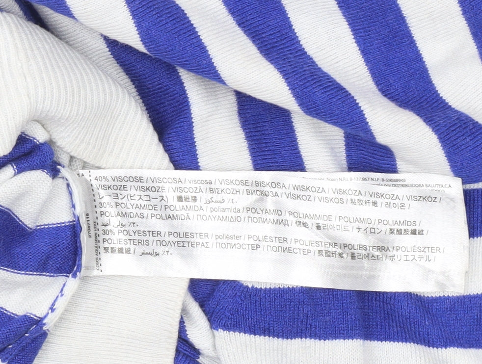 MNG Women's Blue Striped Pullover Jumper Size L