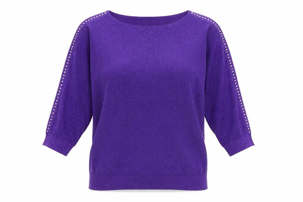M&Co Women's Purple Studded Jumper Size 14