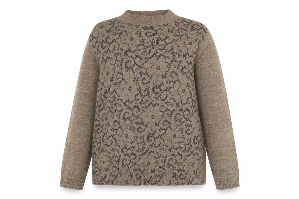 La Maison du Jersey Women's Brown Floral Knit Pullover, Size 18/20