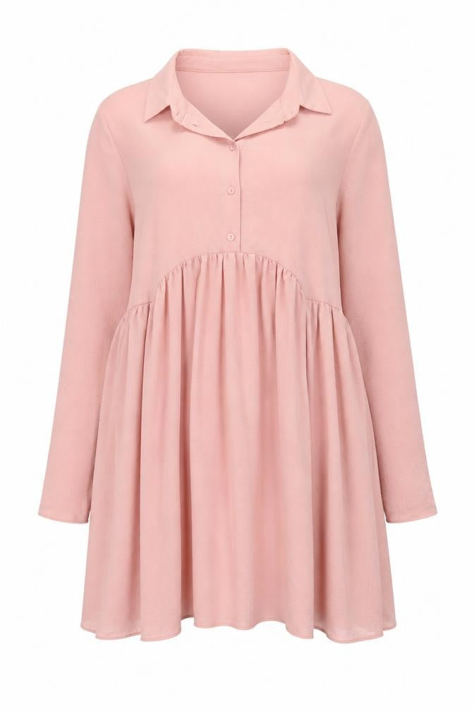 ASOS DESIGN Women's Pink Long Sleeve Collared Dress