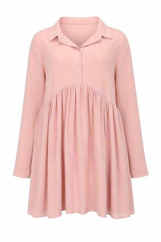 ASOS DESIGN Women's Pink Long Sleeve Collared Dress