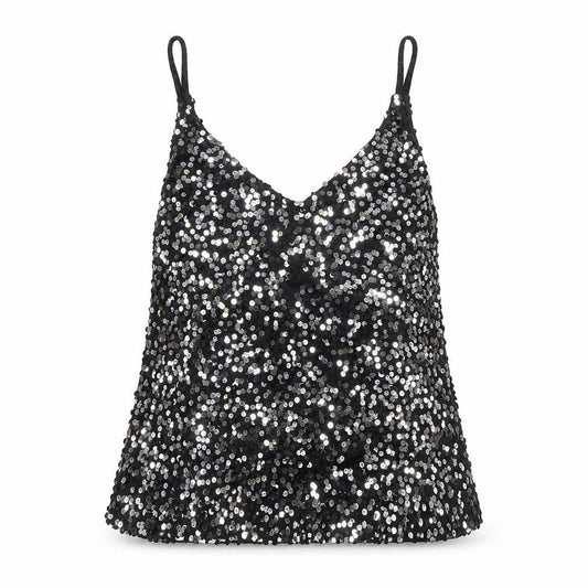 Front view of Next Women’s Black Sequin Camisole Tank Top, size UK 10