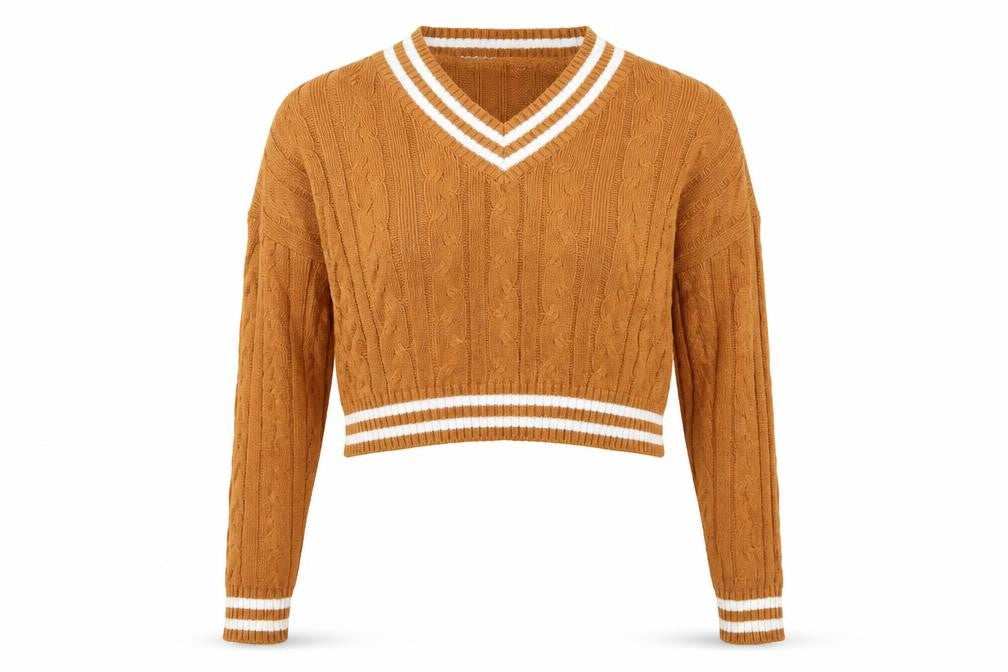 Urban Classics Women's Brown XS V-Neck Pullover Jumper