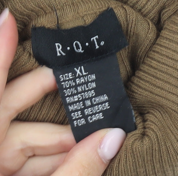 R.Q.T. Women's Brown Sleeveless Knit Roll Neck Vest XL