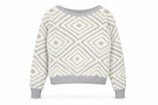 Front view of New Look Women's Grey Geometric jumper, size 10