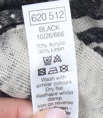 Close-up detail of M&Co Women's Black Cardigan, size 10, Acrylic/Linen