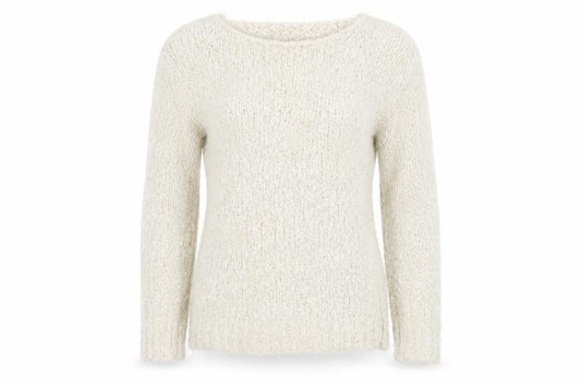 Front view of Apricot Women's Ivory Chunky Knit Pullover, M, Winter Jumper