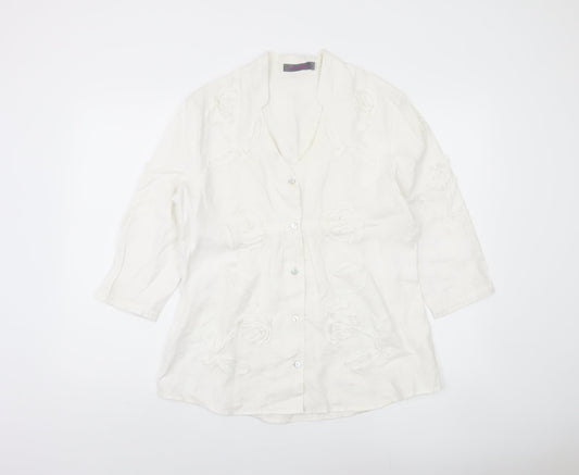 Shircket Women's White Linen Button-Up Shirt M
