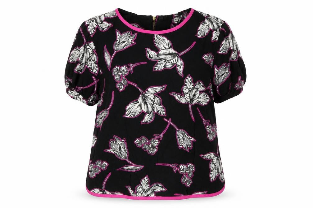Dunnes Women's Black Floral Blouse, Size 14