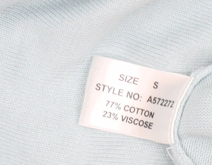 Close-up detail of House of Fraser Women's Blue V-Neck Pullover, size S