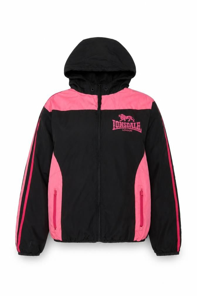 Lonsdale Women’s Black Pink Windbreaker Jacket Size 12