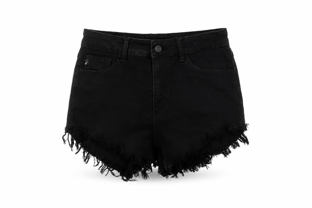 KanCan Women's Black Cut-Off Denim Shorts Size 28