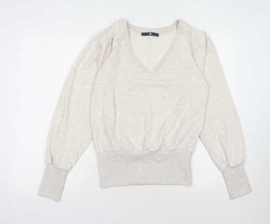 Very Women Beige V-Neck Sweatshirt Size 10