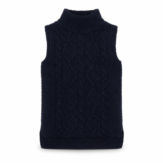 Front view of Next girls’ blue high neck sleeveless vest jumper - 7 years