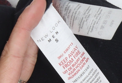 Close-up detail of New Look Men's Black jumper, size S