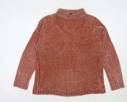 Additional front view of Dorothy Perkins Women Brown V-Neck jumper Sz 16