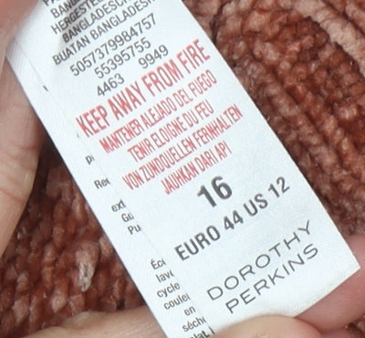 Close-up detail of Dorothy Perkins Women Brown V-Neck jumper Sz 16