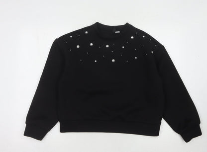 H&M Divided Women's Black Studded Pullover Sweatshirt M