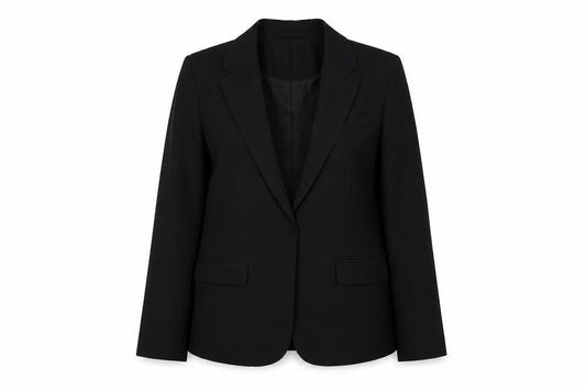 Front view of Jaeger Women's Black Blazer, size 10, Regular Fit