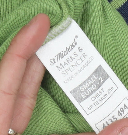 Marks & Spencer Men's Green V-Neck Pullover Jumper S
