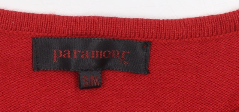 Paramour Women's Red V-Neck 3/4 Sleeve Pullover