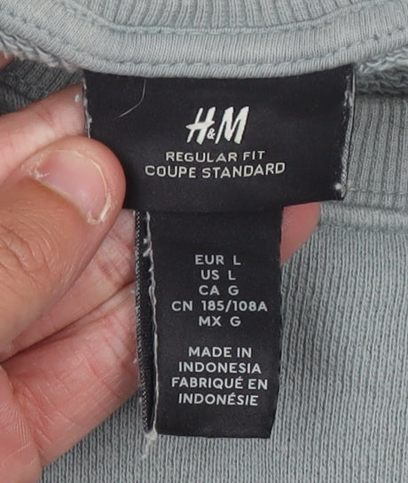 H&M Unisex Grey Pullover Sweatshirt, Size 12, Casual Style
