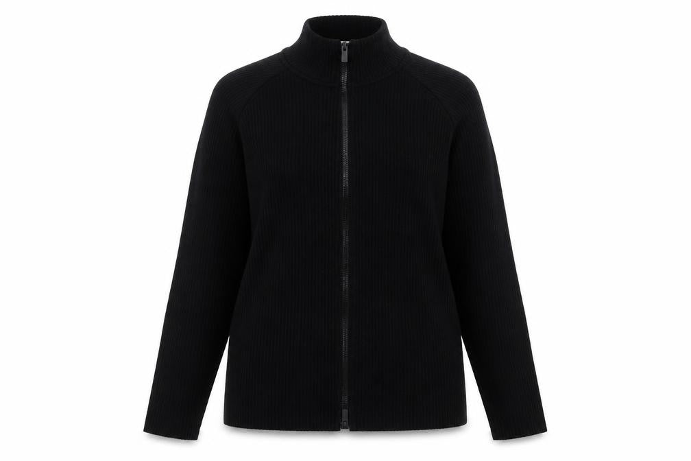 H&M Women's Black Full Zip Jumper High Neck Size 14