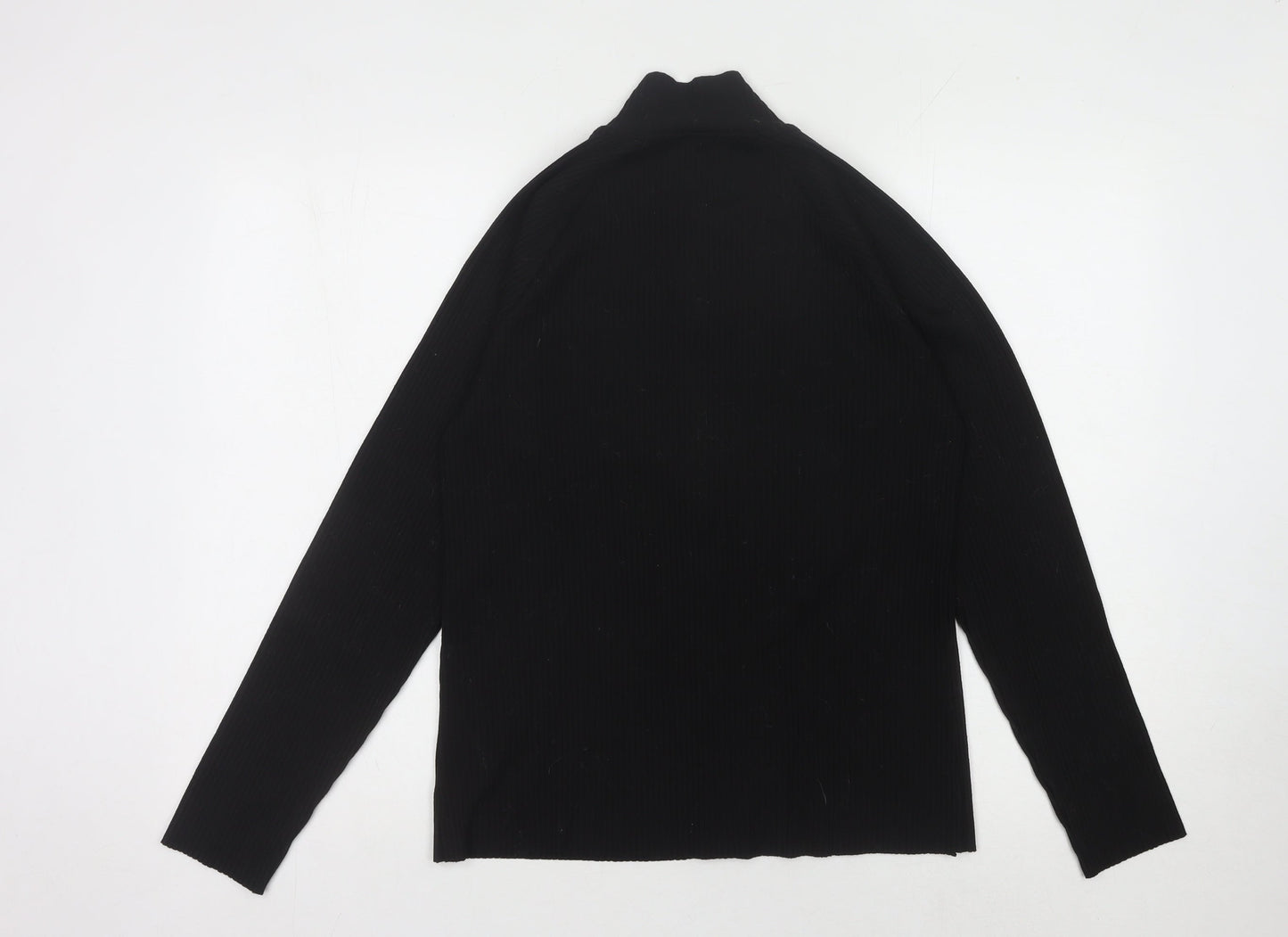 H&M Women's Black Full Zip Jumper High Neck Size 14