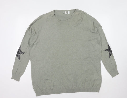 Elan Women's Grey Star Pullover Jumper, One Size