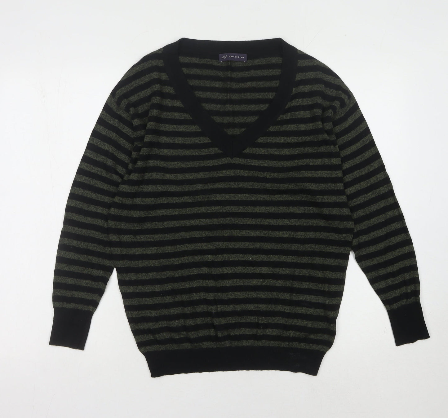 Marks and Spencer Women's Black Striped Pullover Jumper