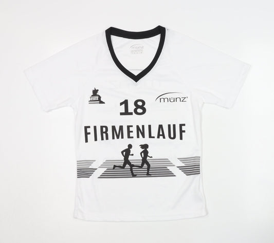 münz Women's White XS V-Neck Running T-Shirt