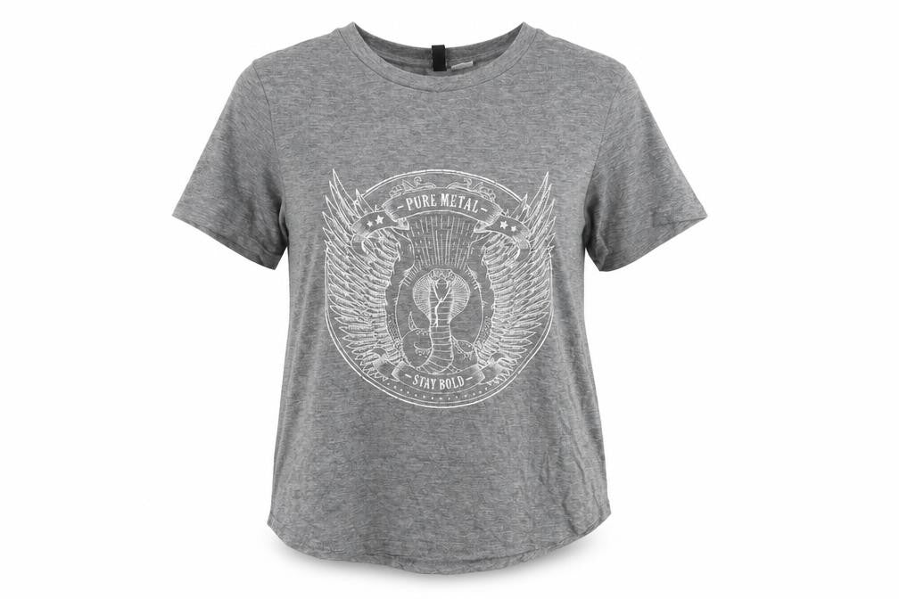H&M Women's Grey Graphic T-Shirt, Size S, Casual Wear