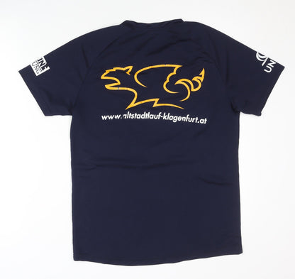 Back view of Asics Men's Blue Running T-Shirt -, size S, Sport, Logo