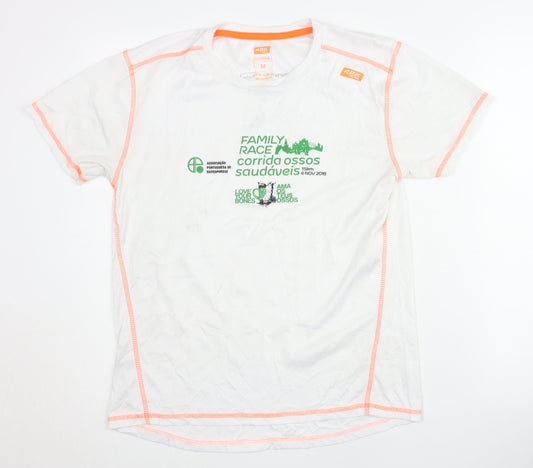 42K Men's White Running T-Shirt M Graphic Print