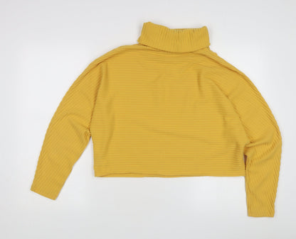 Back view of New Look Women's Yellow Roll Neck jumper Large