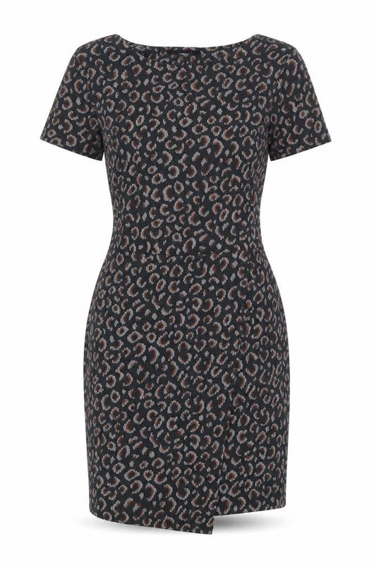 Front view of Next Women's Grey Animal Print Pencil Dress, size 10
