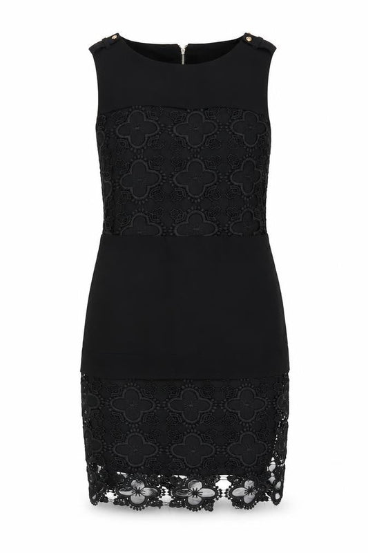 Front view of Sophiline Paris Women's Black Sleeveless Sheath Dress S