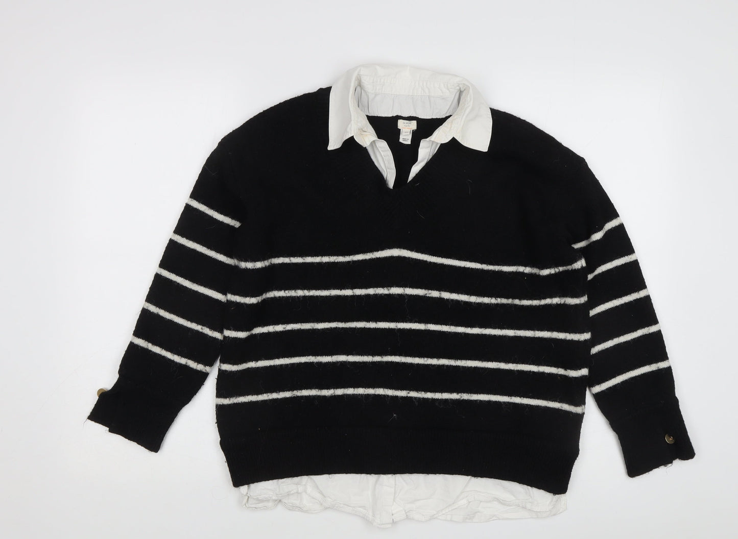 River Island Women's Black Striped XS Pullover Jumper