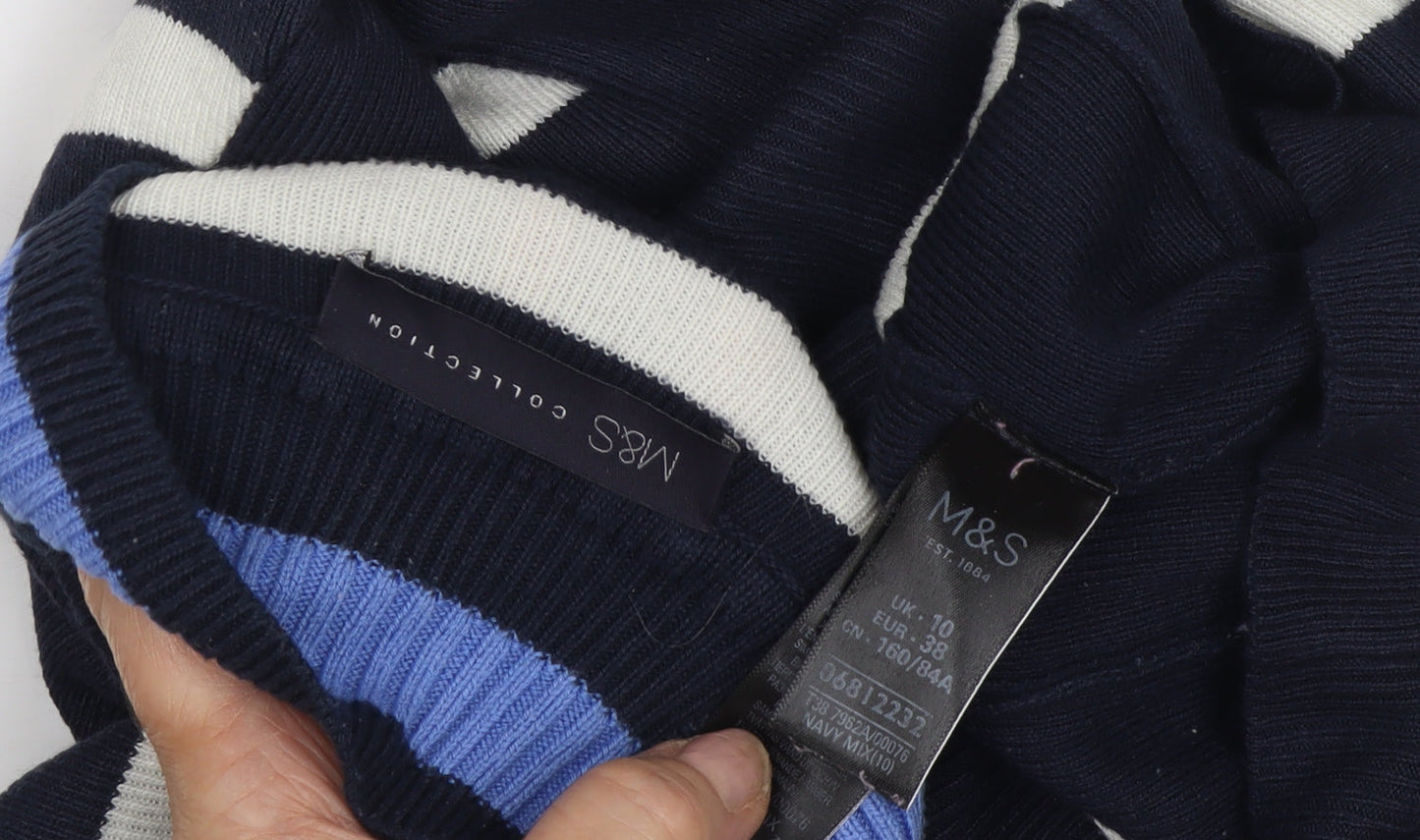 Marks & Spencer Women's Blue Striped Pullover Jumper Size 10