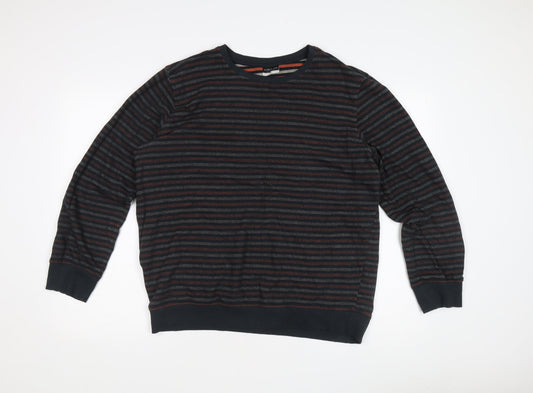 Alphar One Men's Black XL Striped Pullover Sweatshirt